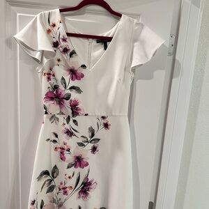 Floral White Dress with Purple Accents